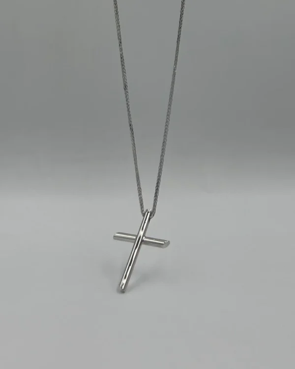 Μίνιμαλ Λευκόχρυσος Σταυρός 18 Καρατίων