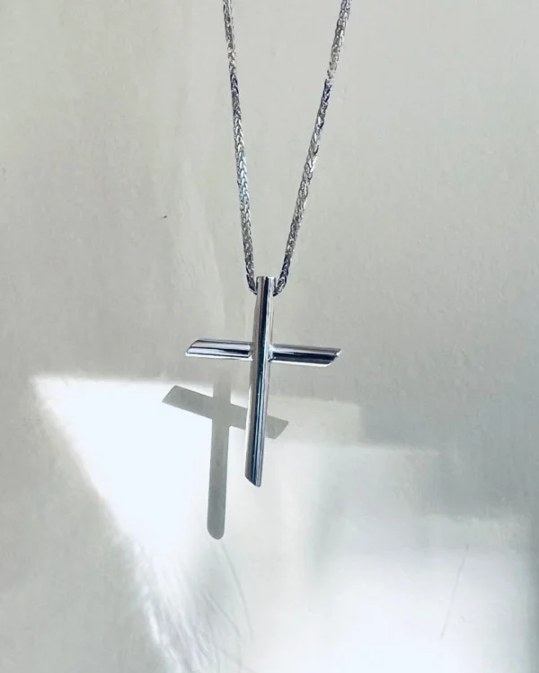 Μίνιμαλ Λευκόχρυσος Σταυρός 18 Καρατίων