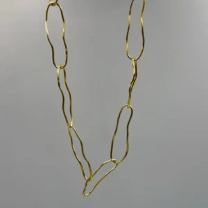 Χειροποίητο Επιχρυσωμένο Ασημένιο Κολιέ με Μεγάλους Κρίκους