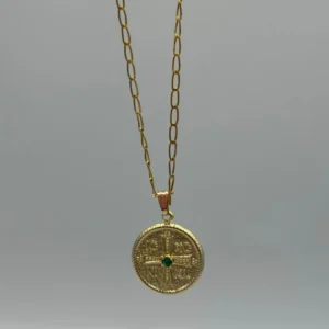 Μενταγιόν Κωνσταντινάτο με Πράσινη Πέτρα