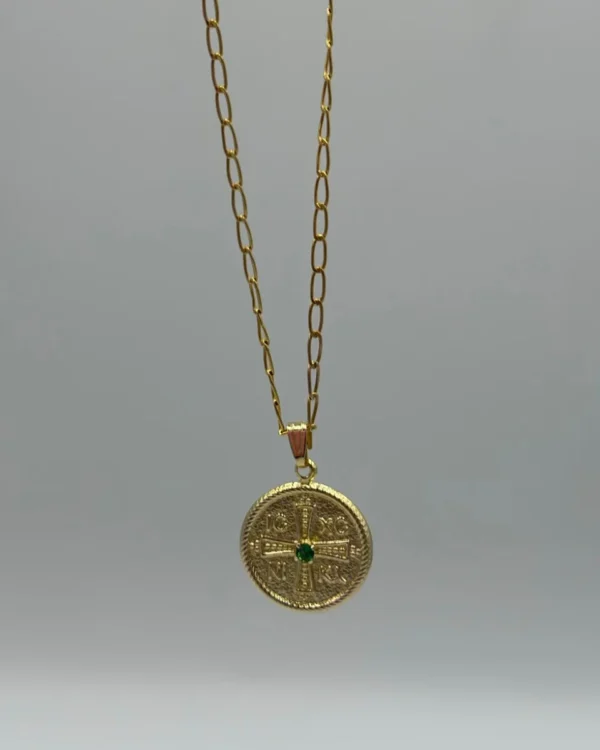 Μενταγιόν Κωνσταντινάτο με Πράσινη Πέτρα