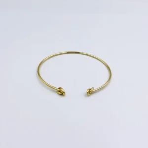 Χρυσή Ανοικτή Χειροπέδα με Κόμπους στις Άκρες