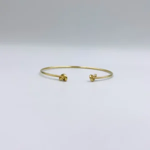 Χρυσή Ανοικτή Χειροπέδα με Κόμπους στις Άκρες