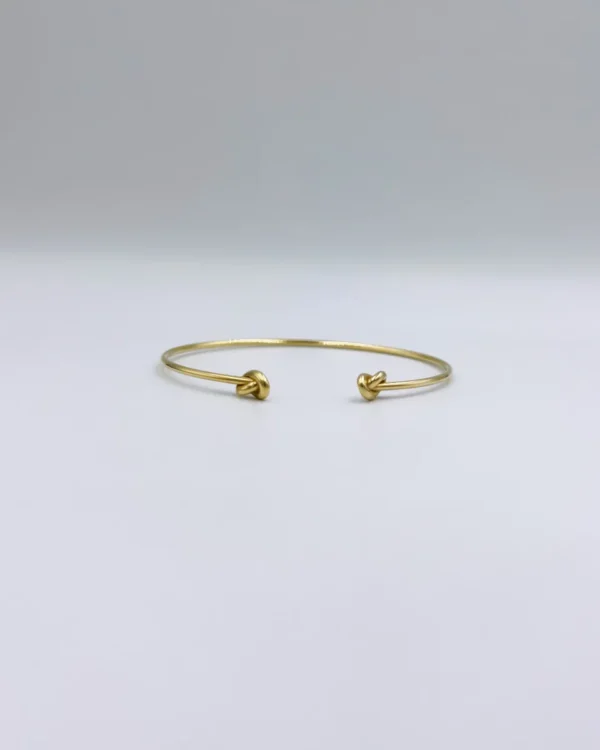 Χρυσή Ανοικτή Χειροπέδα με Κόμπους στις Άκρες