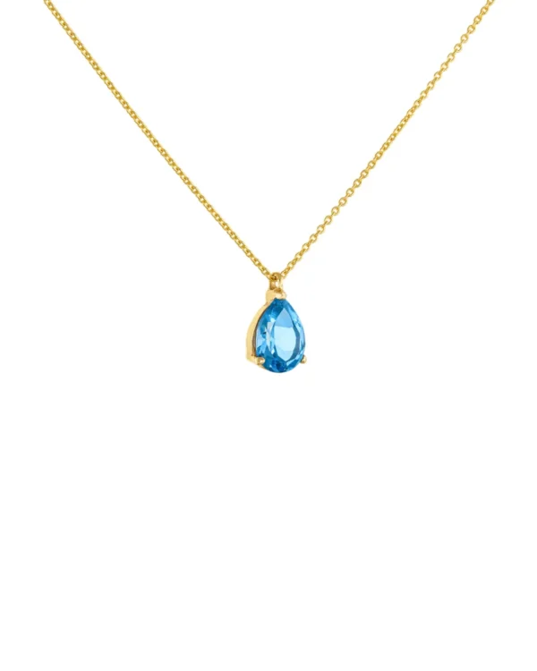 Χρυσό Μονοπετράκι Λαιμού Δάκρυ 14Κ