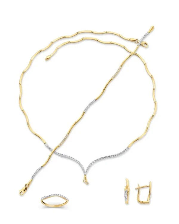 Χρυσό Μοντέρνο Δίχρωμο Σετ Γάμου