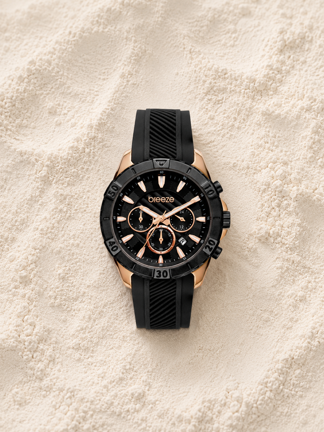 Γυναικείο Ρολόι Breeze Sugarcoat Black Rubber Strap - Image 2