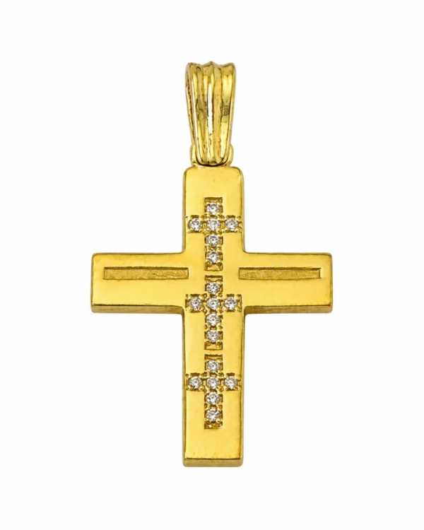 Χρυσός Σταυρός Βάπτισης 14Κ με Ζιργκόν